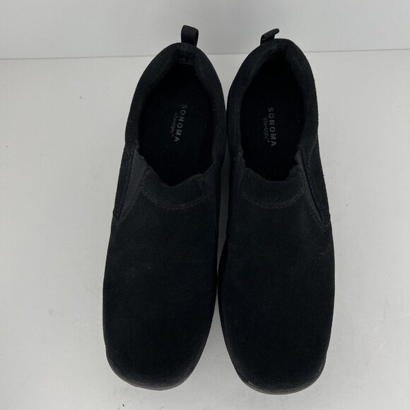 Sonoma Life Style Womens Size 10 Solid Jet Black Suede Slip-On Comfort Shoes - Picture 5 of 9